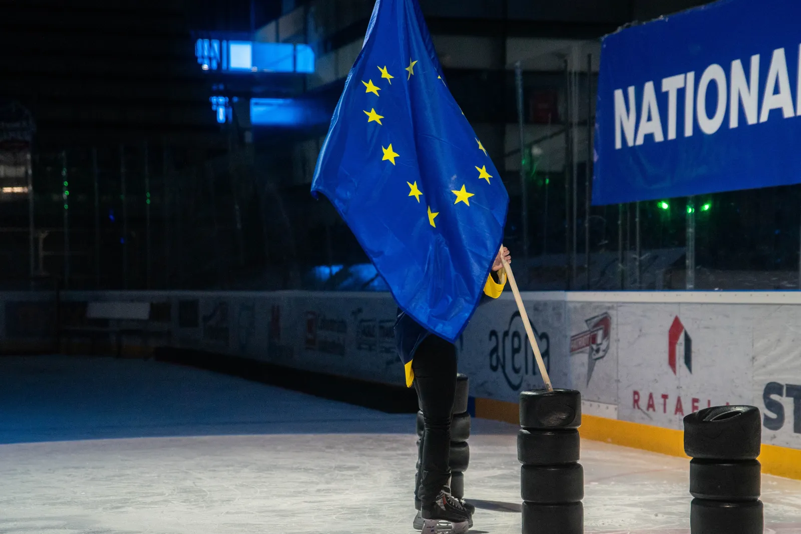 European flag on the ice