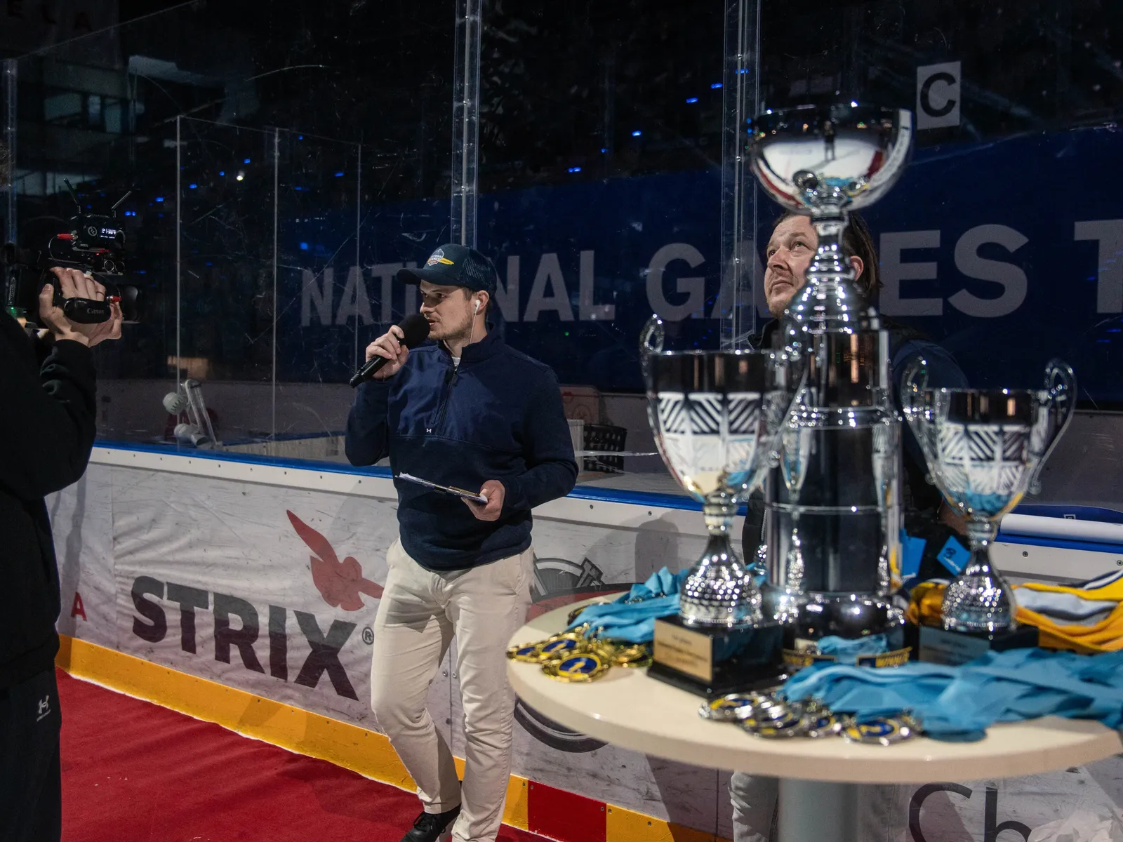 Awards ceremony by the trophies